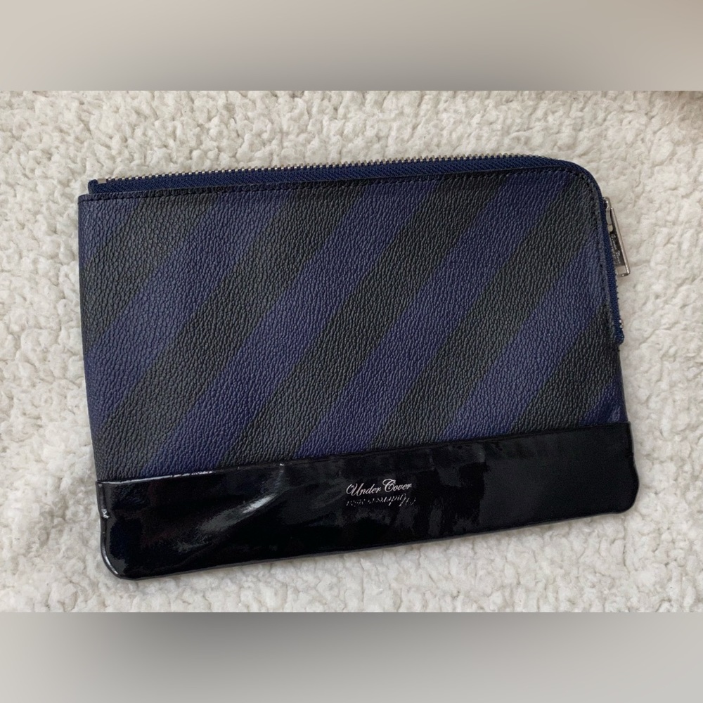 Undercover by Jun Takahashi Black Navy Patent Leather Clutch
